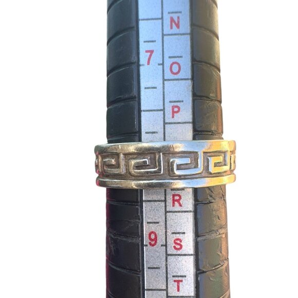 Vintage Sterling Silver Greek Key Pattern Ring Stamped 925 Size 8 - Picture 4 of 8